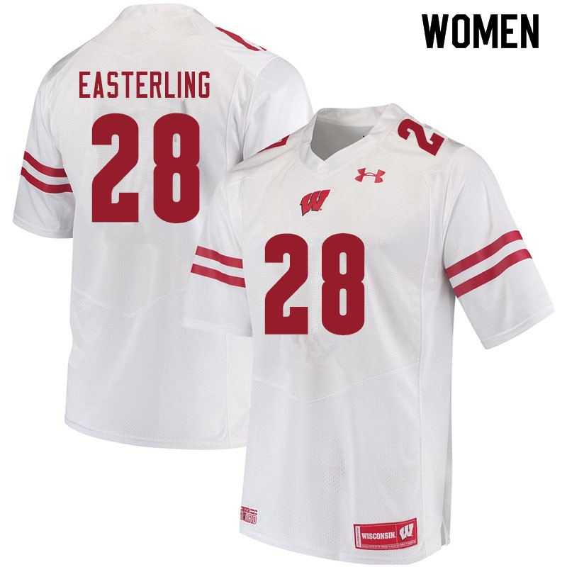 Women #28 Quan Easterling Wisconsin Badgers College Football Jerseys Sale-White